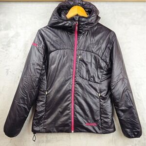 Marmot Womens Medium Hooded Puffer Jacket Nylon Lightweight Zip Pockets Skiing